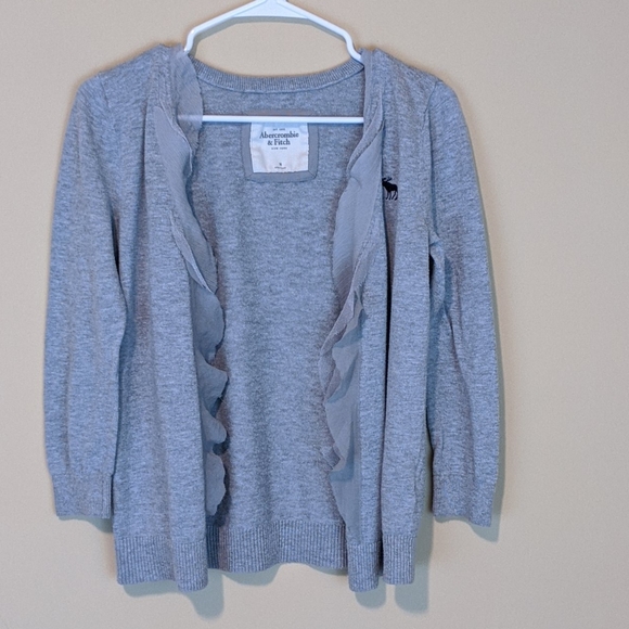 Abercrombie & Fitch Tops - Abercrombie and fitch ruffle gray cardigan medium